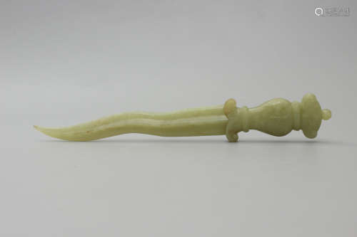 A Chinese Carved Hetian Jade Sword Ornament