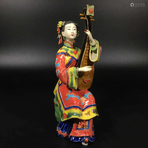 A Chinese Porcelain Woman Statue Ornament