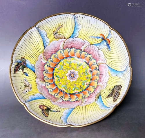 A Chinese Copper Enamel Floral Bowl