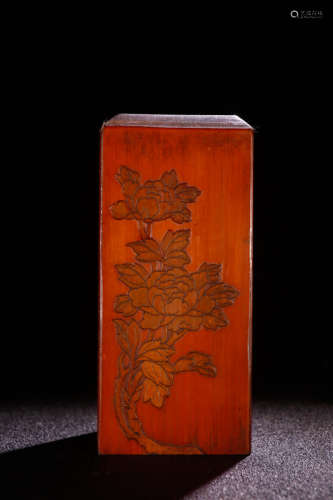 A Chinese Carved Rosewood Seal