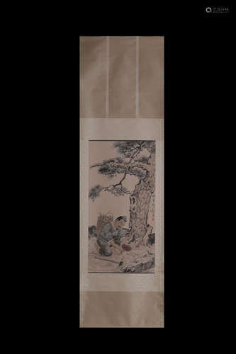 A Chinese Painting Scroll, Xu Beihong Mark