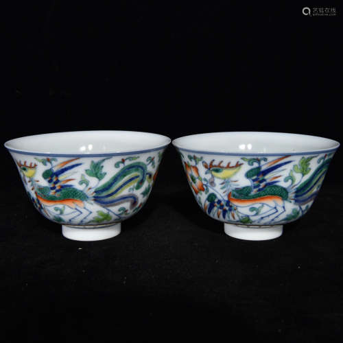 A Chinese Doucai Dragon&phoenix Pattern Porcelain Bowl