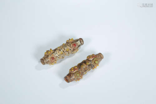 A Pair of Chinese Glass Eye Beads