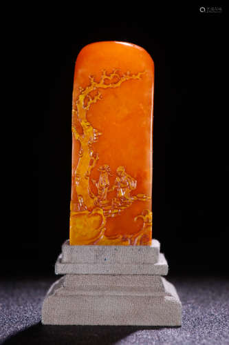 A Chinese Shoushan Tianhuang Stone Carved Seal