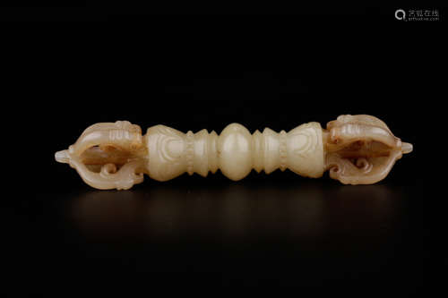 A Chinese Carved Hetian Jade vajry pestle