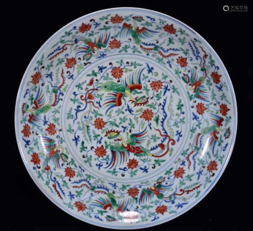A Chinese Doucai Dragon&phoenix Pattern Porcelain Plate