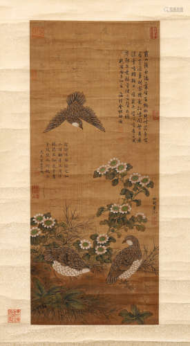 A Chinese Flowers Painting, Lv Ji Mark
