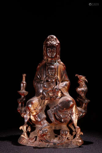 A Chinese Gild Copper Statue of Songzi Guanyin