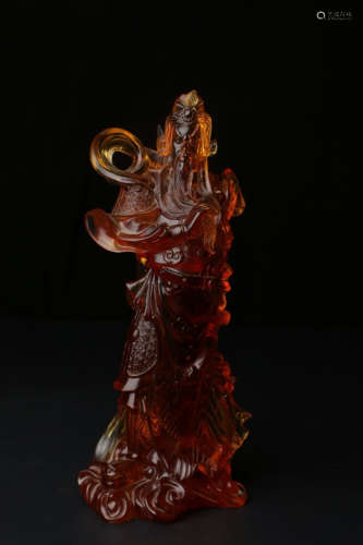 A Chinese Glass Statue the Duke Guan