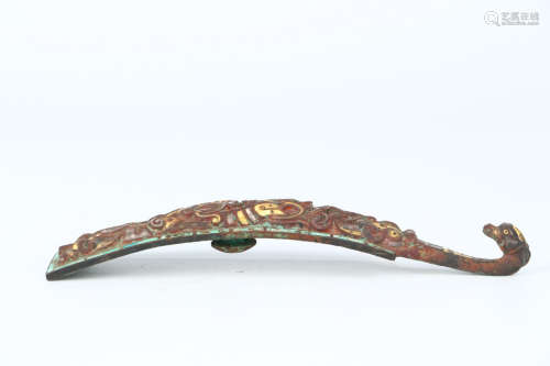 A Chinese Dragon Pattern Gild Copper Belt Hook