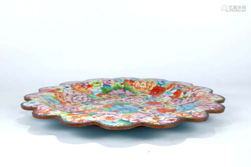 A Chinese Floral Cloisonne Plate