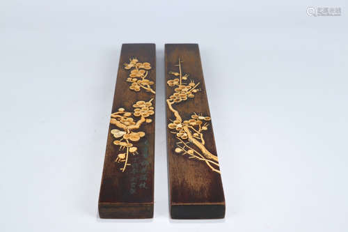 A Pair of Chinese Rosewoos Paper Weight