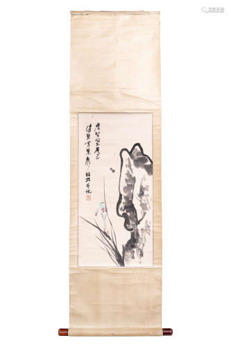 A Chinese Painting Scroll, Xie Zhiliu Mark