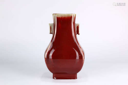A Chinese Fancy Glaze Double Ears Porcelain Square Vase