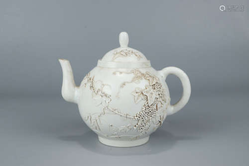 A Chinese Floral Inscribed Teapot