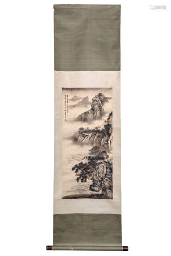 A Chinese Landscape Painting Scroll, Yuan Jiang Mark