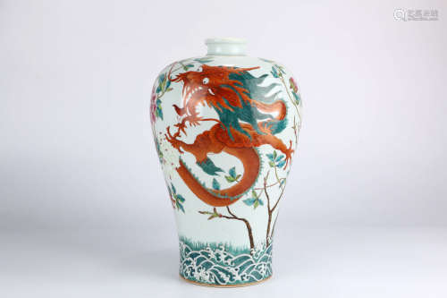 A Chinese Famille Rose Dragon&phoenix Pattern Porcelain Vase