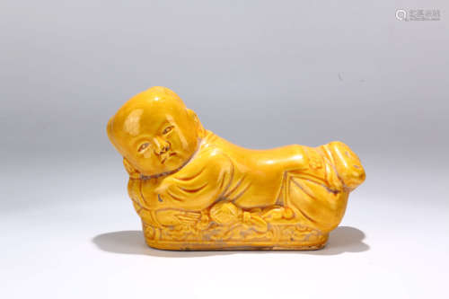 A Chinese Ding Kiln Yellow Porcelain Pillow