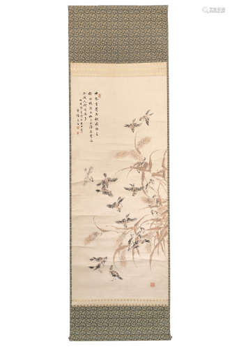 A Japanese Flower&bird Painting Scroll