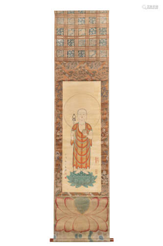 A Chinese Figure Painting Scroll, Hong Yi Mark