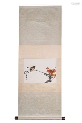 A Chinese Flower&bird Painting Scroll, Zhao Zhi'ang Mark