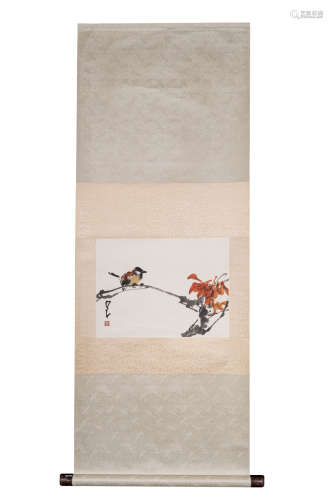 A Chinese Flower&bird Painting Scroll, Zhao Zhi'ang Mark
