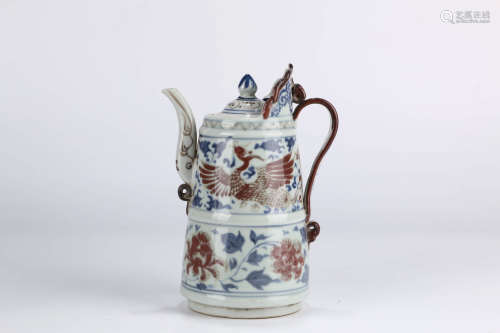 A Chinese Underglazed Red Floral Porcelain Pot