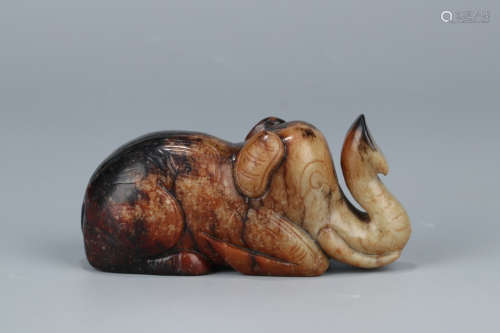 A Chinese Carved Hetian Jade Elephant Ornament