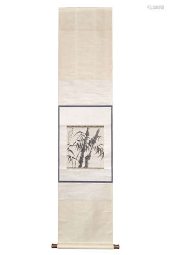 A Chinese Bamboo Painting Scroll, Mei Lanfang Mark