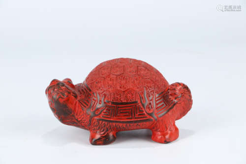 A Chinese Red Lacquerware Turtle Ornament