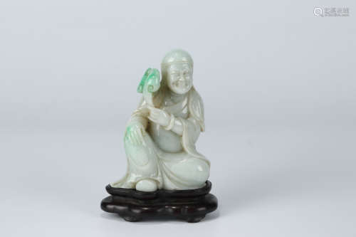 A Chinese Carved Jadeite Figure Ornament