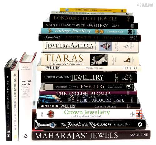 Collection of historical jewellery reference books, including Maharajas' Jewels by John Adamson &