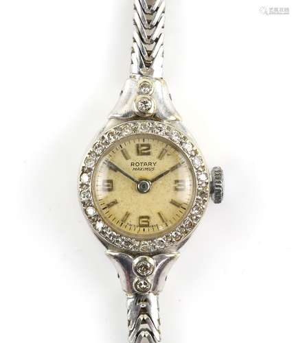 Ladies Rotary Maximus wristwatch, round dial with Baton hour markers and Arabic numerals, surrounded