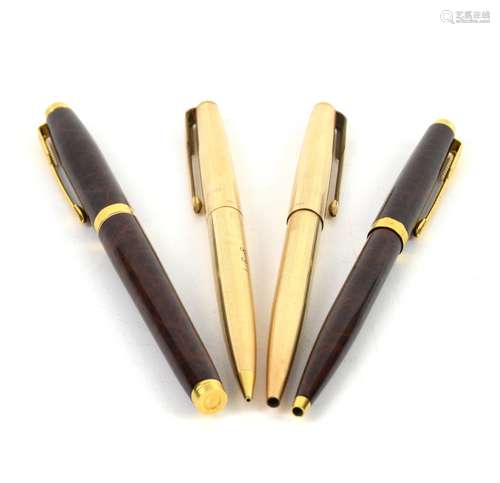 Parker '75' rolled gold ball point pen and mechanical pencil set, Parker '180' Laque fountain pen