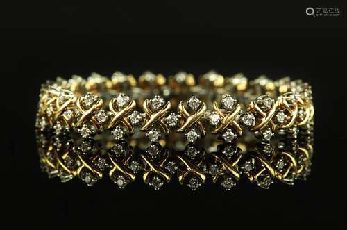 Tiffany & Co. Schlumberger Lynn diamond bracelet, set with round brilliant cut diamonds, estimated