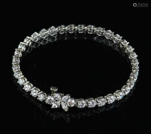 Tiffany & Co. Victoria diamond line bracelet, set with round brilliant cut and marquise cut