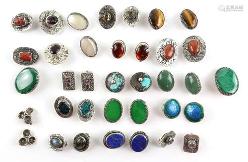 A quantity of silver jewellery including a pair of Danish John Lauritzen silver earrings stamped '