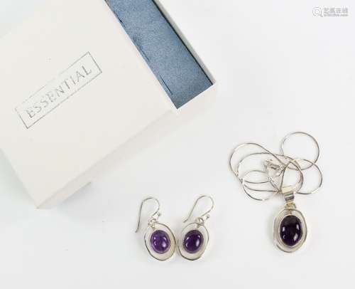 Amethyst and silver pendant and earrings, with costume jewellery including boxed items by Cachet