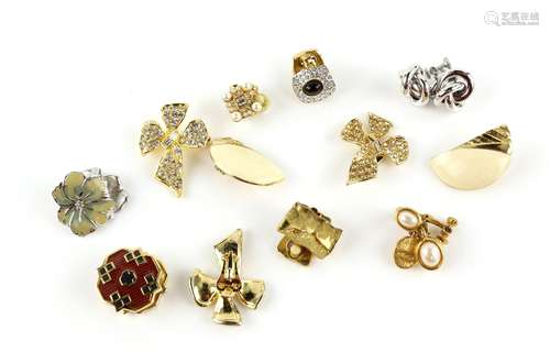 Collection of clip on earrings, some signed including Liberty, Napier, Adrien Mann, Trifari, Dolce