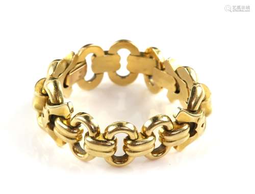 Vintage French gold bracelet, consisting of oval and fancy links, concealed clasp, bearing French