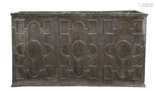 18th/19th century lead rectangular water tank with geometric decoration 80cm x 140cm x 50cm