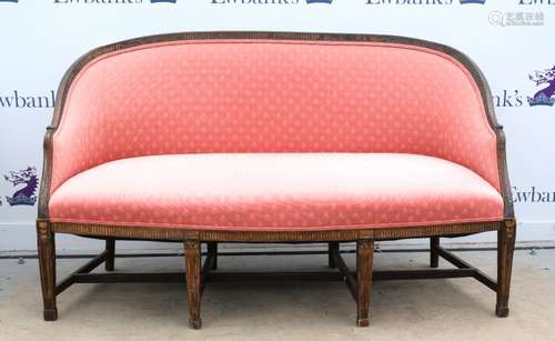 19th century beech framed sofa with carved frame on square tapering supports, 155cm wide,