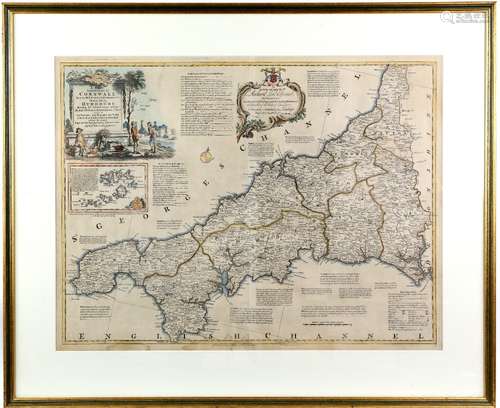 18th century hand-coloured engraved map of Cornwall, printed for Carrington Bowles in St Paul's