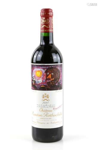 One bottle of Chateau Mouton Rothschild, Premier Cru, Pauillac, 1998 vintage red wine