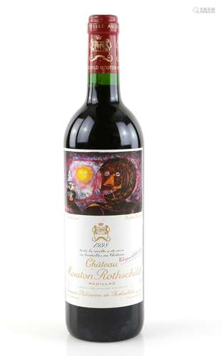 One bottle of Chateau Mouton Rothschild, Premier Cru, Pauillac, 1998 vintage red wine