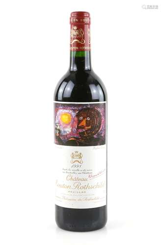 One bottle of Chateau Mouton Rothschild, Premier Cru, Pauillac, 1998 vintage red wine