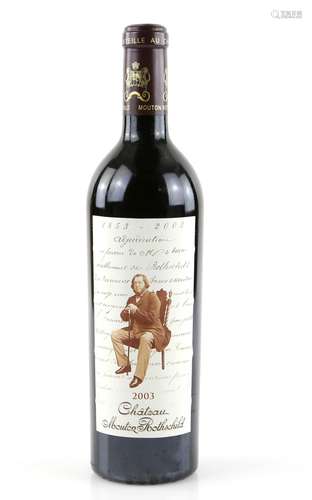 One bottle of Chateau Mouton Rothschild, Premier Cru, Pauillac, 2003 vintage red wine