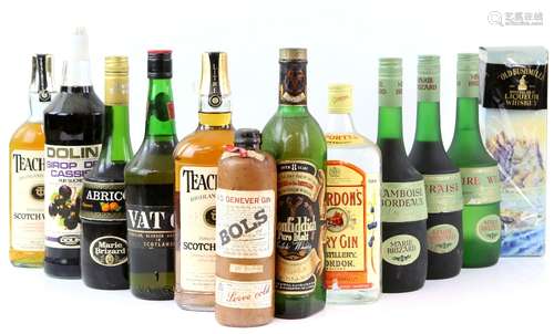 Various bottles of spirits and liqueurs to include three bottles of Marie Brizard Fraise Liqueur