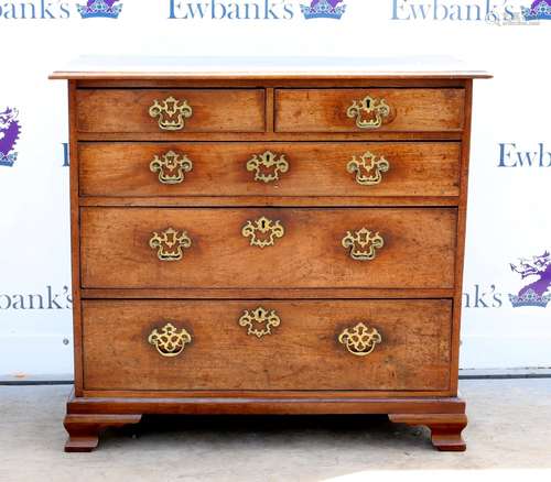 George III mahogany chest of two short over three long graduating drawers, with brass handles and