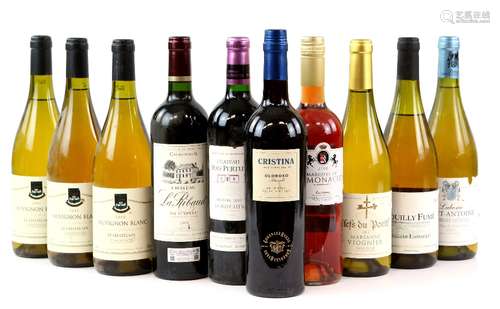 Various bottles of red and white wine to include: one bottle of Chateau La Rubaud Medoc 2008